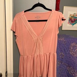Torrid Peach V-Neck Lace Blouse